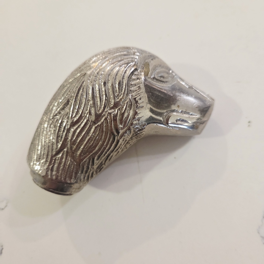 Victorian Silver Tone Ornate Dog Walking Stick Cane Handle Topper Rare HTF